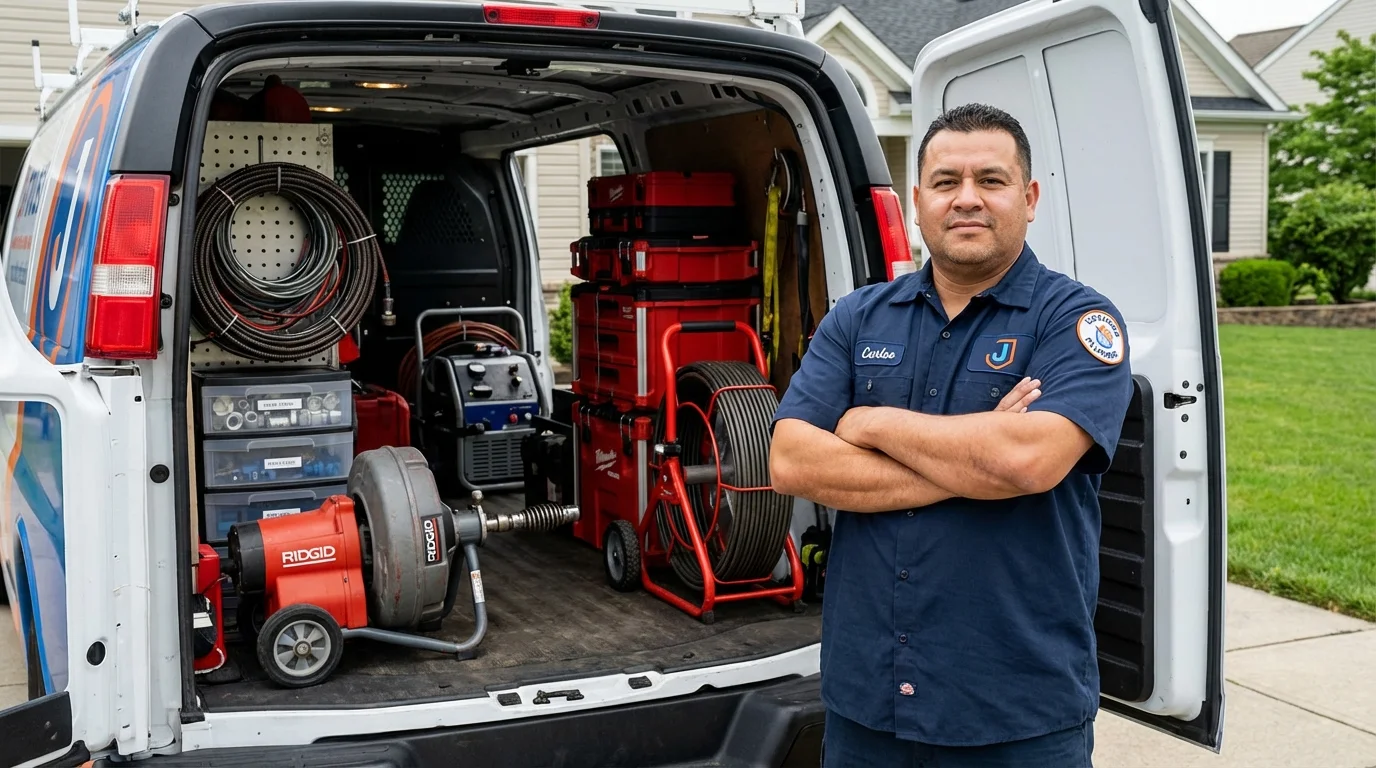 Professional drain cleaning equipment and Johns Plumbing LLC plumber in Hagaman