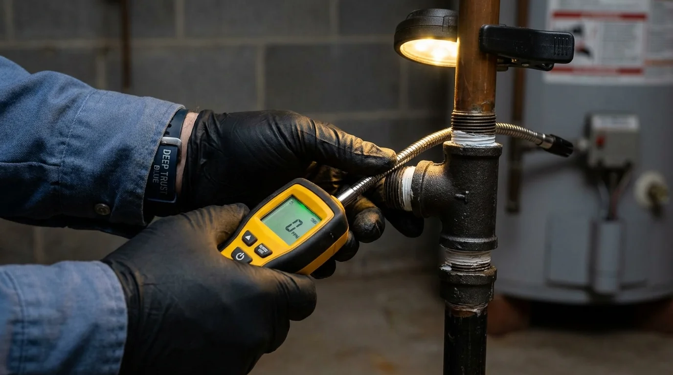 Gas leak detection with electronic sniffer by Johns Plumbing LLC in Hagaman