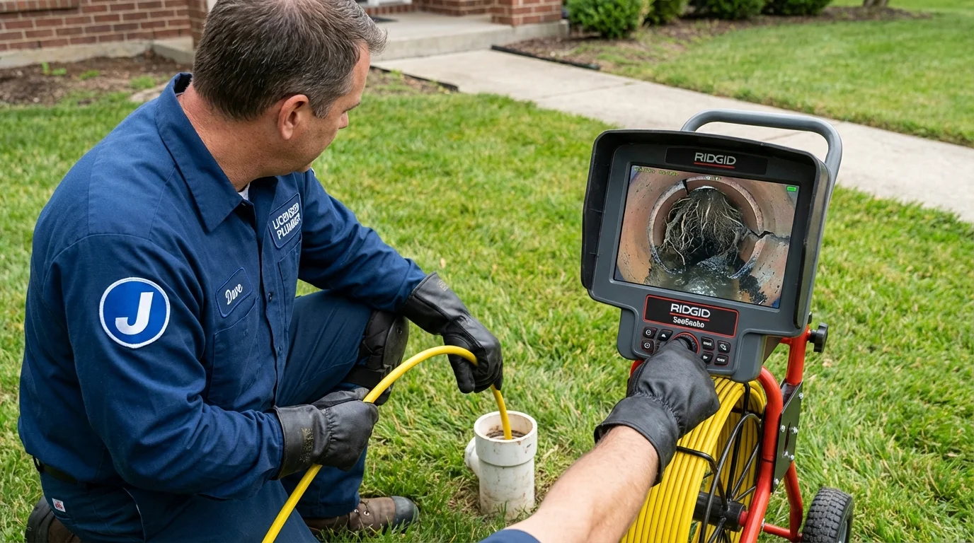 Sewer camera inspection being performed by Johns Plumbing LLC in Hagaman